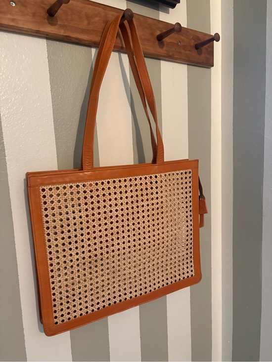 Handbags - Jenn Lee Woven Rattan and leather tote bag